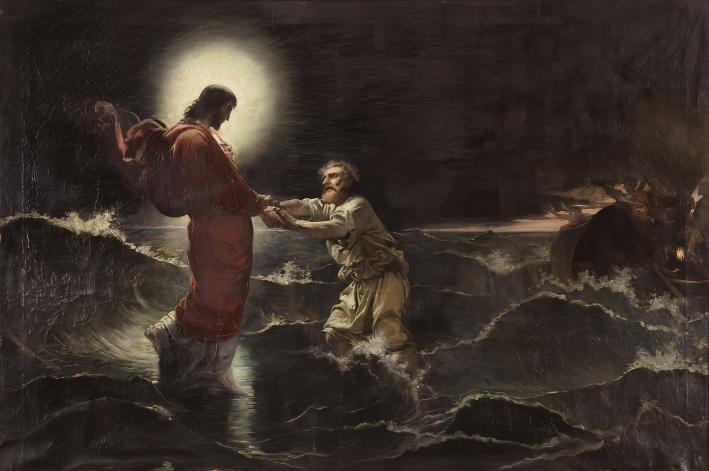 48_Christ_walking_on_the_waters_by_Virgilio_Mattoni